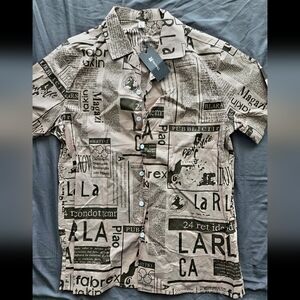 Graphic Print Button-Up Shirt